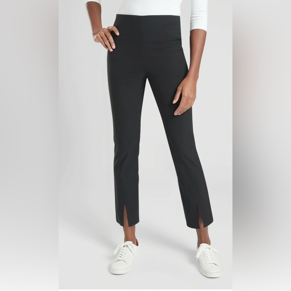 Athleta Wander Slim Straight Crop Slit Black SIZE 12 Style 405534